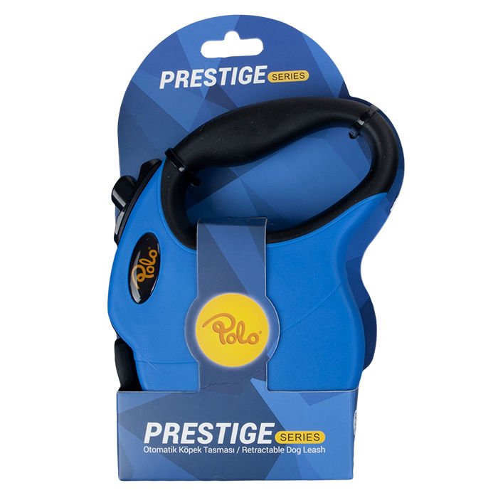 Polo Prestige Makaralı Otomatik Tasma L 5 Metre - 50 kg Mavi - Siyah